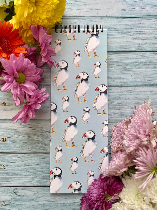 Tall notepad perfect for lists with puffin design