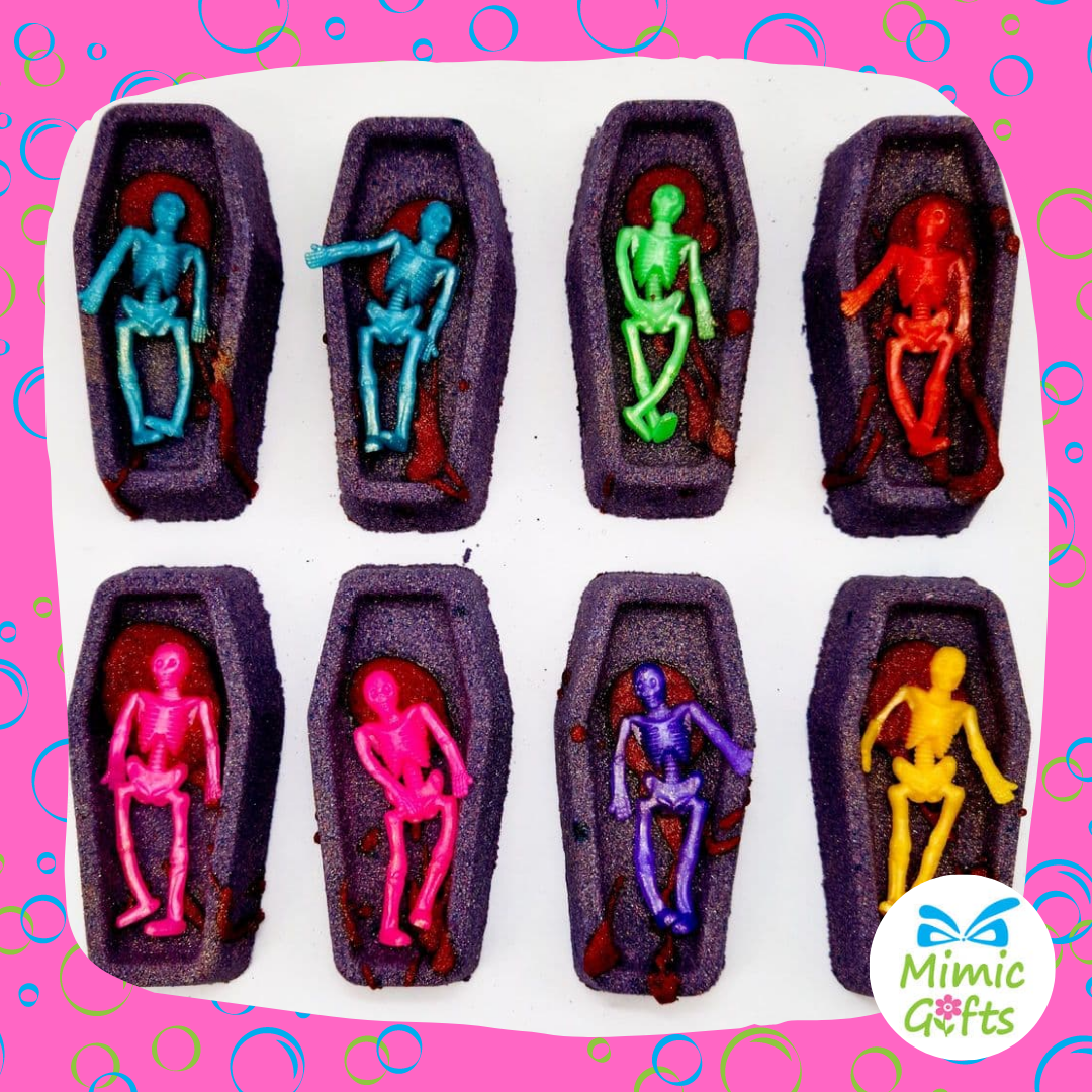 Coffin Bath Bomb with spooky toy