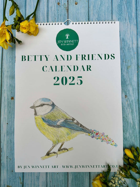 Handdrawn animals wall calender for 2025 