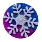 Festive Bath Bomb in the shape of a snowflake with bright colours and sprinkling of biodegradable glitter