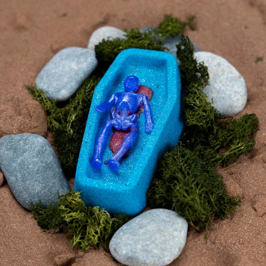 Coffin Bath Bomb with spooky toy