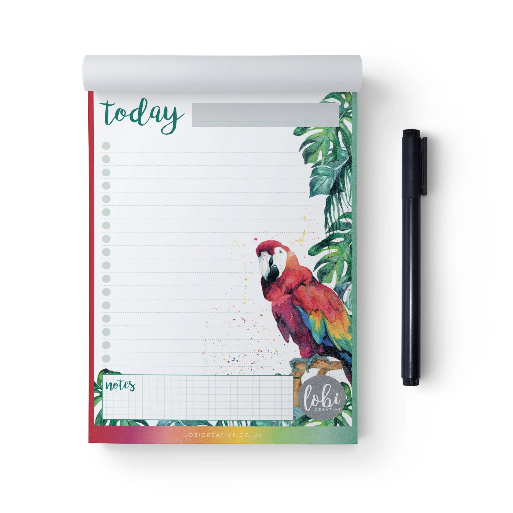 Parrot themed eco friendly notepad for everyday task lists