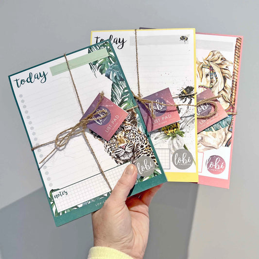 3 different designs of eco friendly notepads for everyday task lists