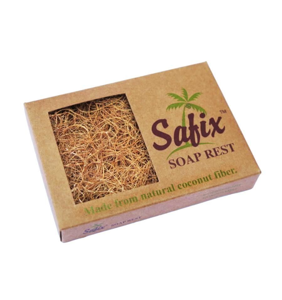 Safix soap rest - a alternative soap dish made from coconut fibre. Plastic-free packaging