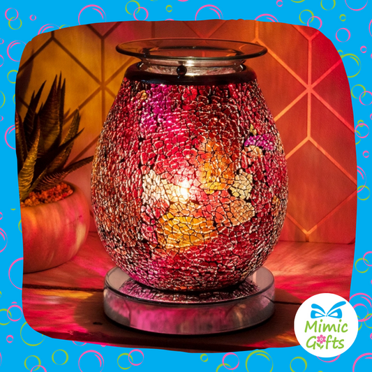 Ruby Eggshell Glass Mosaic: Wax Melt/Oils Warmer - Electric Lamp