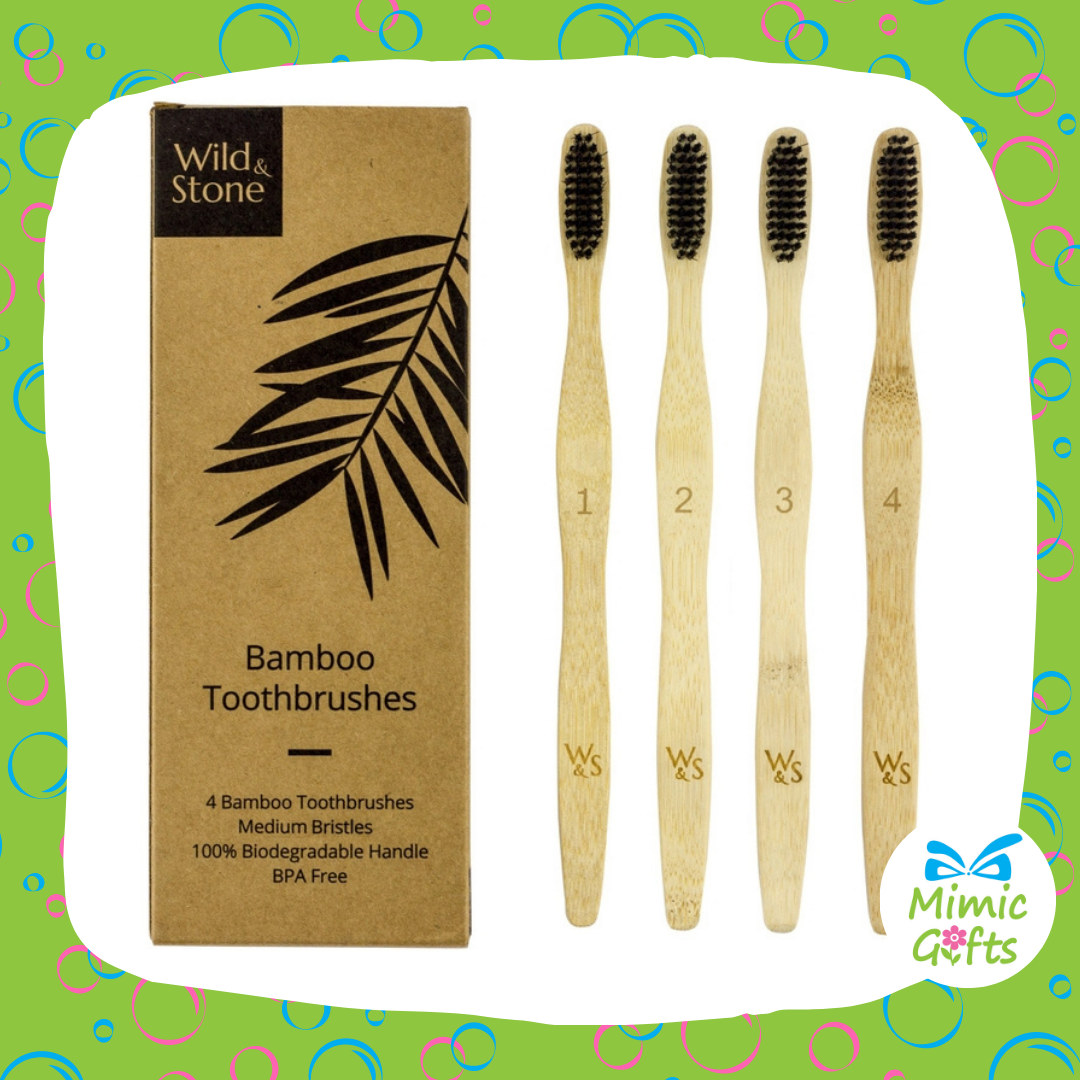 Colourful Bamboo Toothbrushes (4 pack)