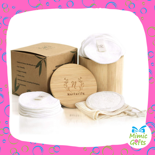 Gift Set: Reusable Cotton Pads With Bamboo Storage Jar