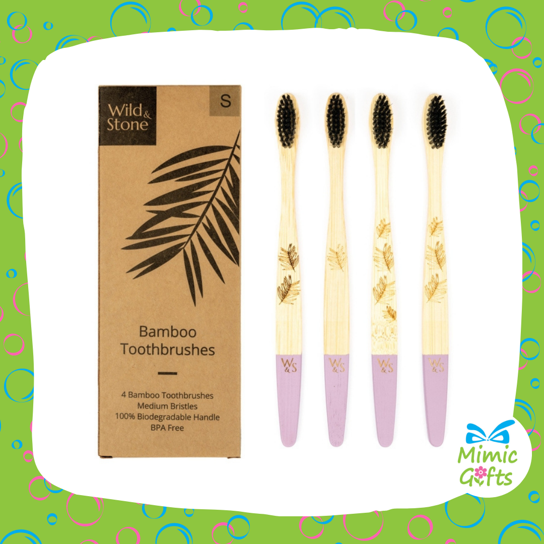 Colourful Bamboo Toothbrushes (4 pack)